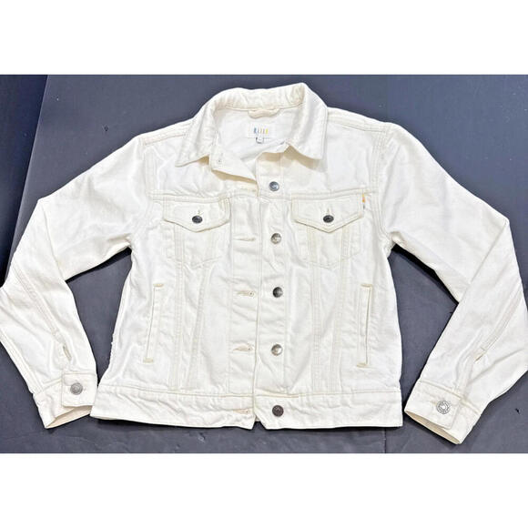 Rails White Denim Jacket Button Front Jean Pockets Lightweight Casual Boho XS - Picture 7 of 15